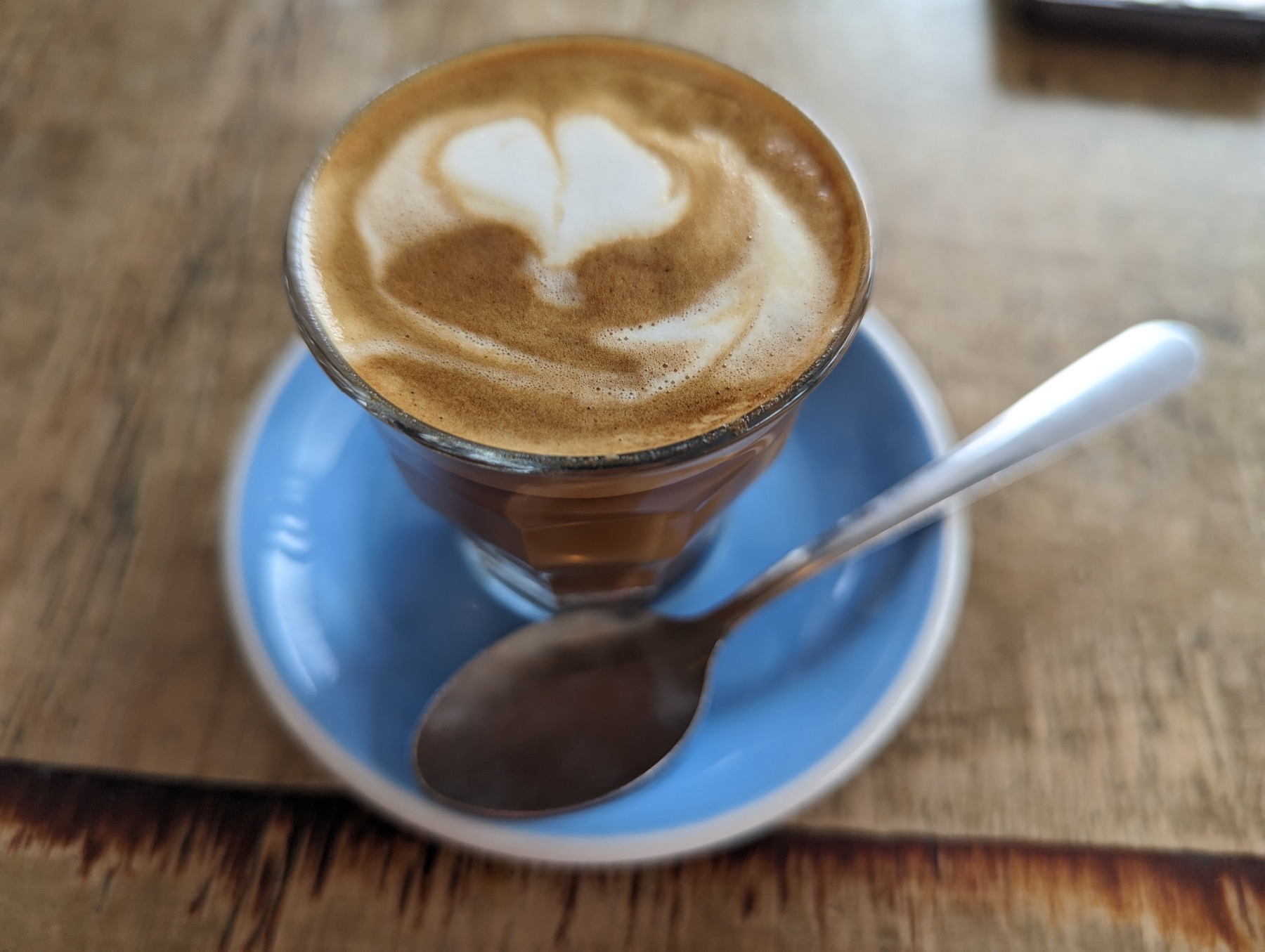 Latte with heart-shaped latte art