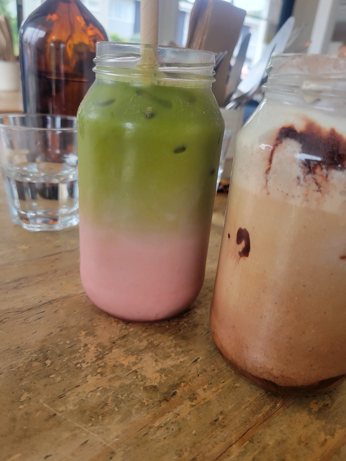 Cold drinks in mason jars